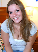 Charming college fatty wearing lacy panties only